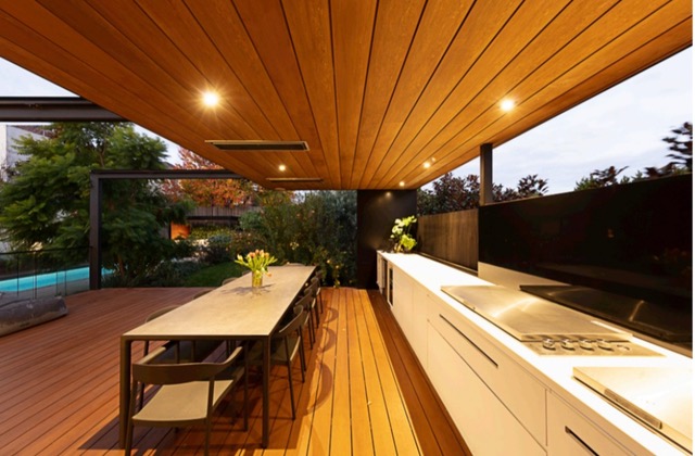 Verdant Avenue, Toorak — Covered barbecue and outdoor dining deck