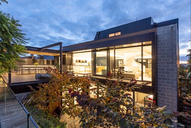 Verdant Avenue, Toorak — Rear facade and garden at dusk
