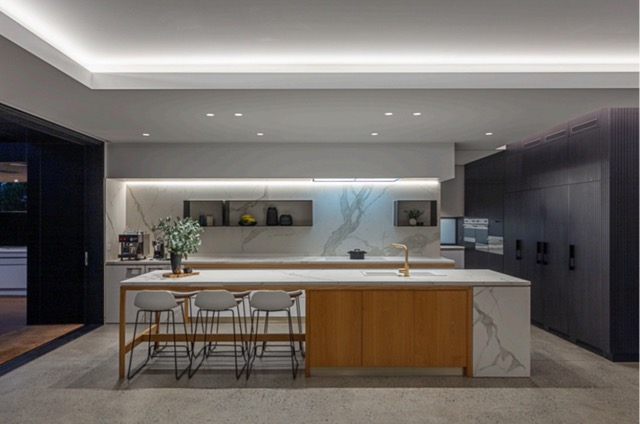 Verdant Avenue, Toorak — Kitchen with island seating