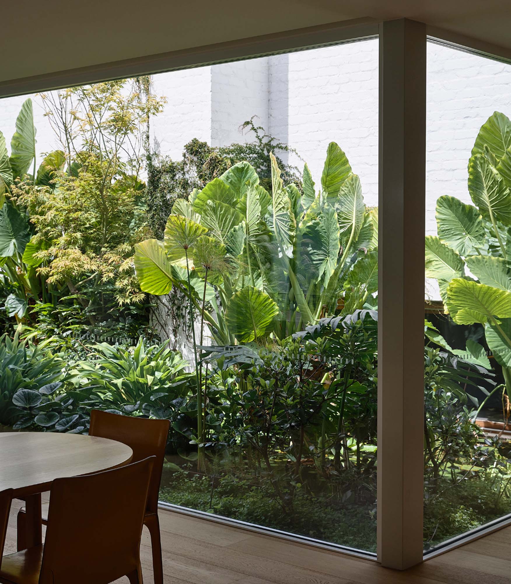 Brighton East Garden House — Dining table beside a garden-facing window