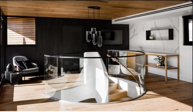 Verdant Avenue, Toorak — Upper living area around the curved stair